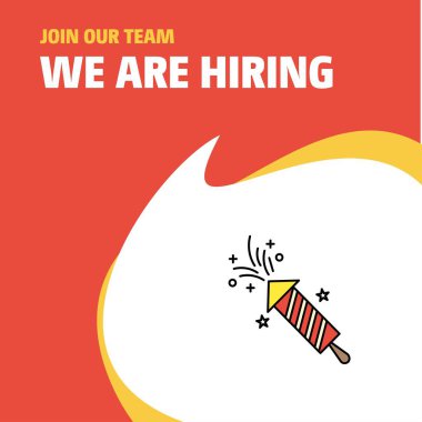 Bize katıl. Busienss şirket roket Poster belirtme çizgisi tasarım işe vardır. Vektör arka plan