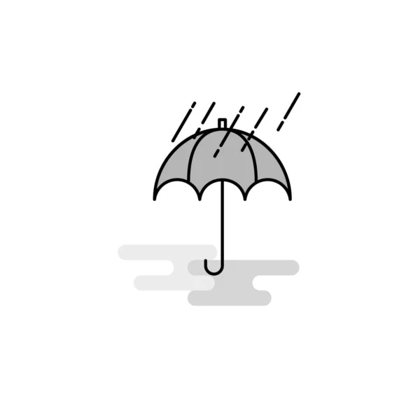 Raining Umbrella Web Icon Flat Line Filled Gray Icon Vector — Stock Vector