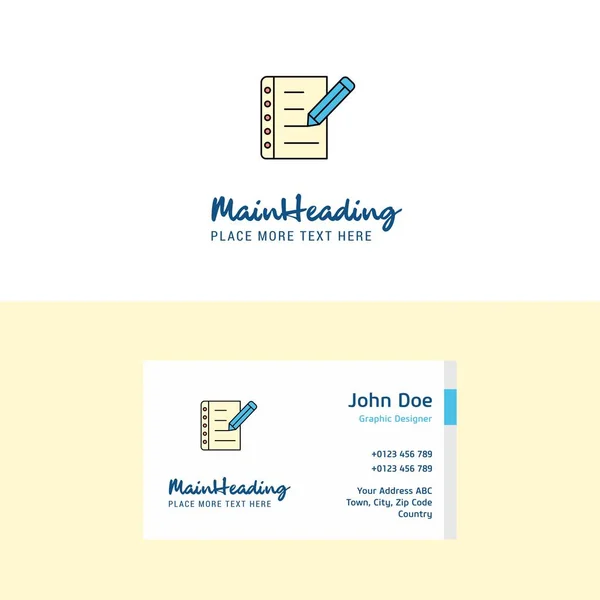 Flat Writing Notes Logotipo Modelo Cartão Visita Busienss Conceito Logo — Vetor de Stock