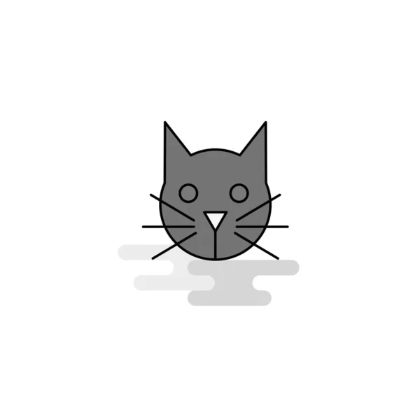 Cat Web Icon Flat Line Filled Gray Icon Vector — Stock Vector