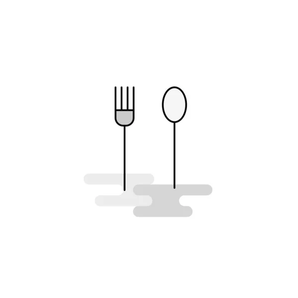叉子和勺子网图标 平线填充灰色图标向量 — 图库矢量图片