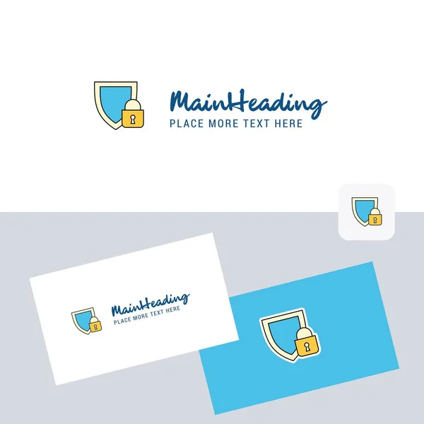 Logotipo Vetorial Protegido Com Modelo Cartão Visita Identidade Corporativa Elegante — Vetor de Stock