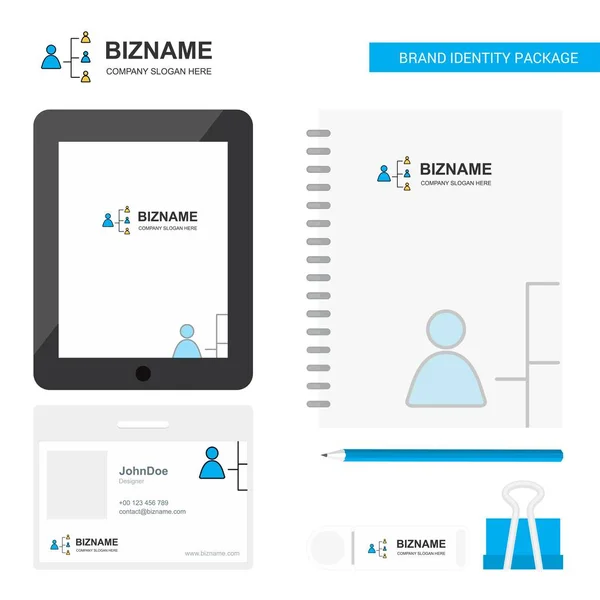 Netzwerk Business Logo Tab App Tagebuch Pvc Mitarbeiterkarte Und Usb — Stockvektor