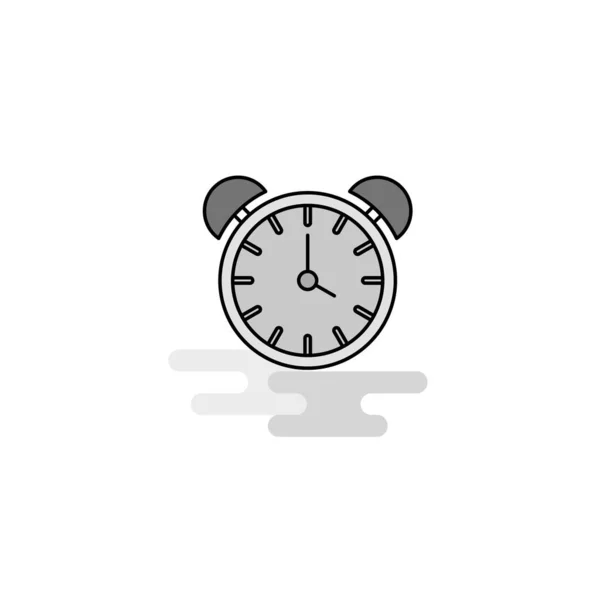 Alarm Clock Web Icon Flat Line Filled Gray Icon Vector — Stock Vector