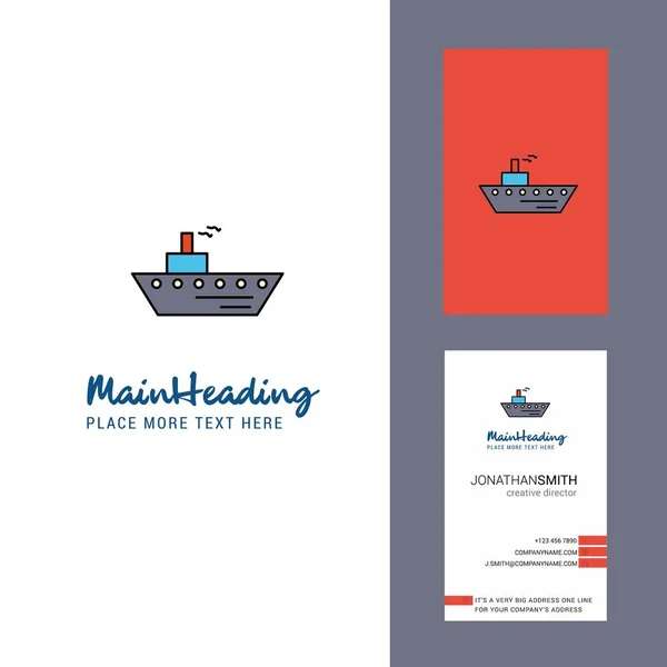 Ship Creative Logo Business Card Vertical Design Vector — Stock Vector