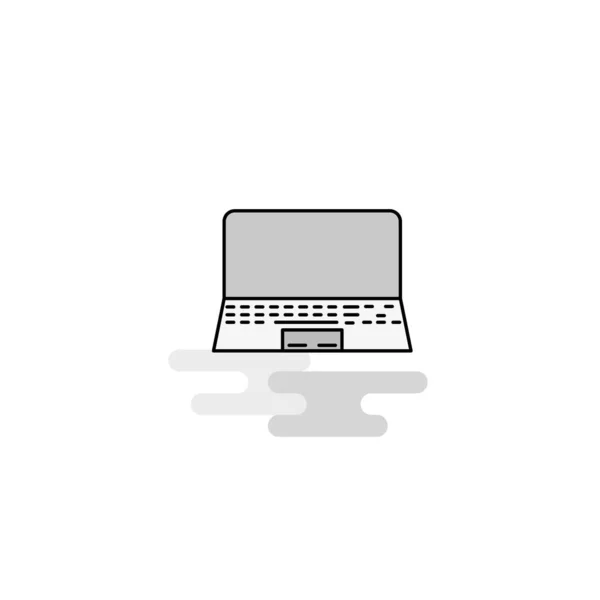 Laptop Web Icon Platte Lijn Gevulde Grijs Pictogram Vector — Stockvector