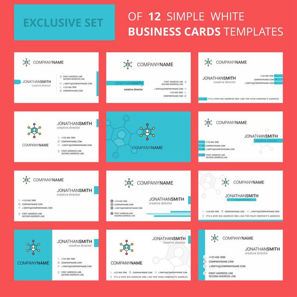 Набор из 12 шаблонов сетевых Creative Busiens Card. Креативный логотип и фон для карты
