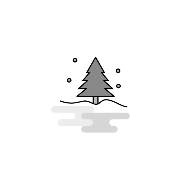 Christmas Tree Web Icon Flat Line Filled Gray Icon Vector — Stock Vector
