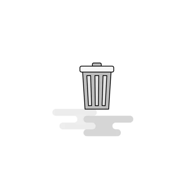 Dustbin Web Icon Flat Line Filled Gray Icon Vector — Stock Vector