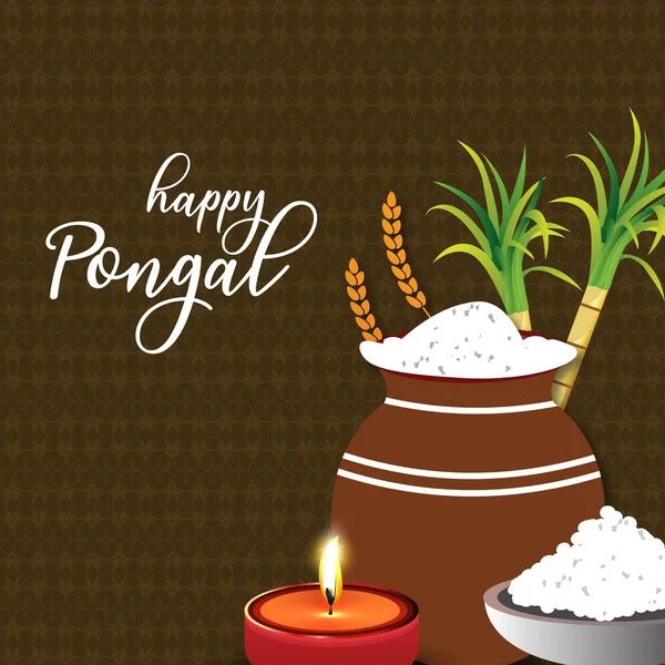 Feliz Fondo Pongal Ilustración Vectorial — Vector de stock