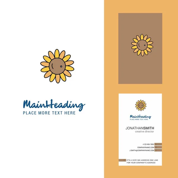 Sonnenblume Kreatives Logo Und Visitenkarte Vertikaler Designvektor — Stockvektor