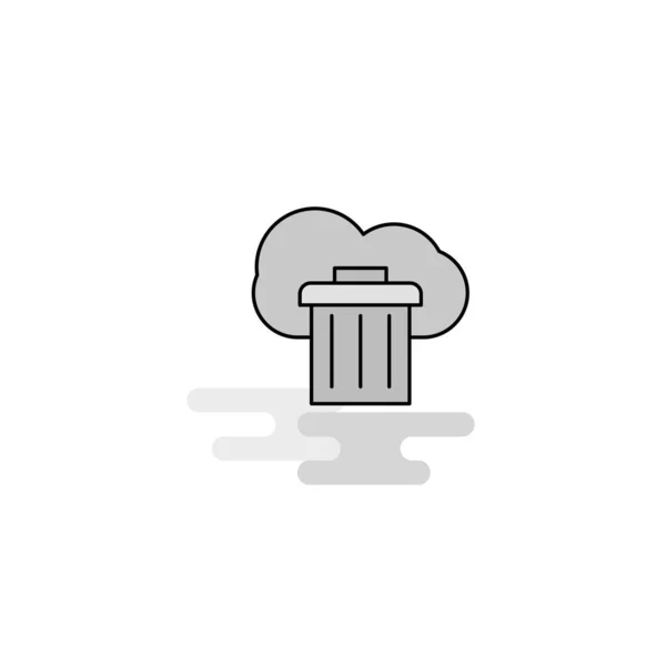 Cloud Trash Web Symbol Flache Linie Gefüllt Mit Grauen Symbolen — Stockvektor