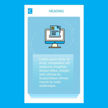 Bilgisayar telefon dikey afiş tasarım tasarımında belge. Vektör