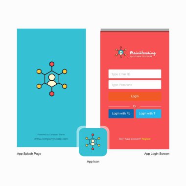 Şirket ağ ekranı ve oturum açma sayfası Tasarım Logo şablonu ile. Mobil Online iş şablonu