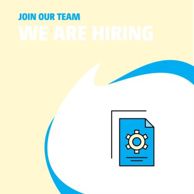 Join Our Team. Busienss Company Setting document  We Are Hiring Poster Callout Design. Vector background