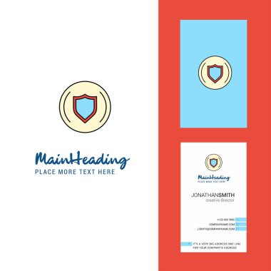 Korumalı kalkan Logo yaratıcı ve kartvizit. dikey tasarlamak vektör