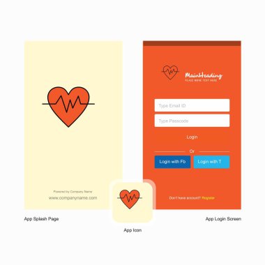 Şirket kalp ekranı ve giriş sayfası tasarımı Logo şablonu ile yendi. Mobil Online iş şablonu