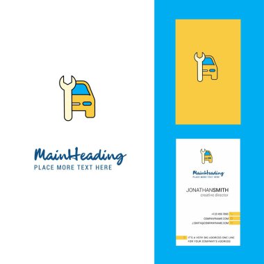 Araç Garaj yaratıcı Logo ve kartvizit. dikey tasarlamak vektör