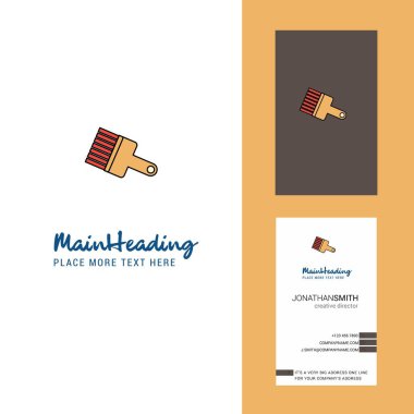 Boya fırça yaratıcı Logo ve kartvizit. dikey tasarlamak vektör