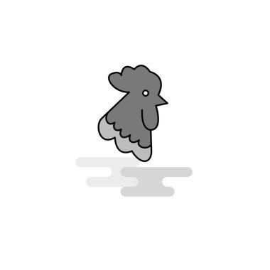 Horoz Web simgesi. Düz çizgi dolgulu gri simge vektör