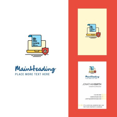 Gdpr belge dizüstü yaratıcı Logo ve kartvizit. dikey tasarlamak vektör