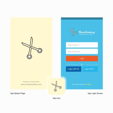 Şirket makas ekranı ve oturum açma sayfası Tasarım Logo şablonu ile. Mobil Online iş şablonu