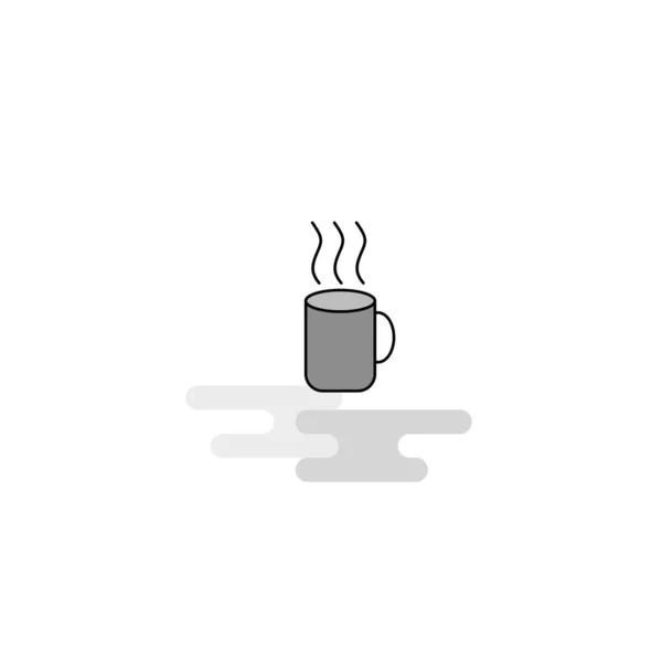 Icono Café Web Línea Plana Llena Vectores Grises Icono — Vector de stock