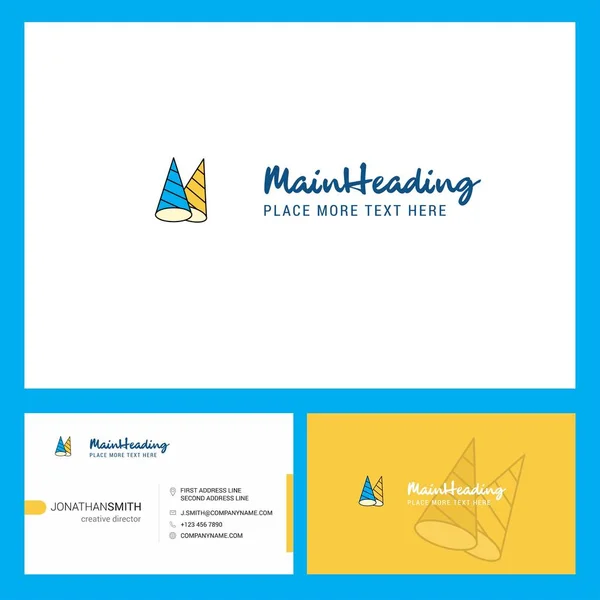 Cone Cap Logo Design Com Tagline Front Back Busienss Card — Vetor de Stock