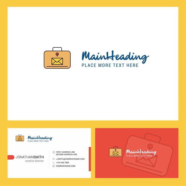 Mala Mensagem Design Logo Com Tagline Front Back Busienss Card — Vetor de Stock