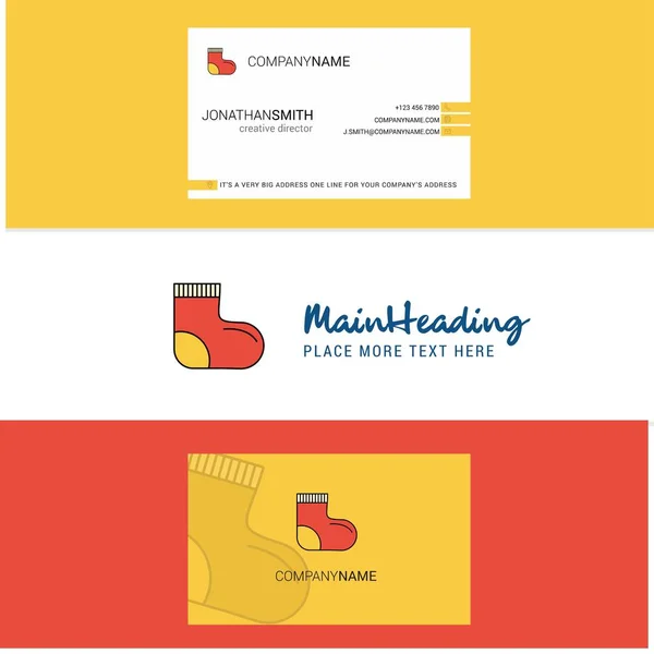 Beautiful Socks Logo Business Card Vertical Design Vector — Stock Vector