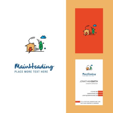 Elektrik enerjisi yaratıcı Logo ve kartvizit. dikey tasarlamak vektör