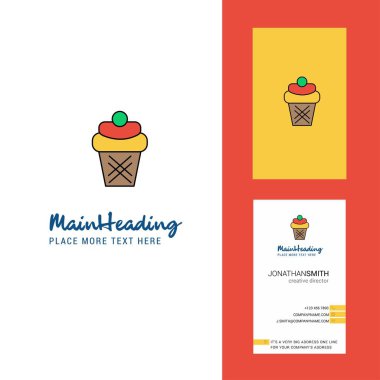 Buz krem yaratıcı Logo ve kartvizit. dikey tasarlamak vektör