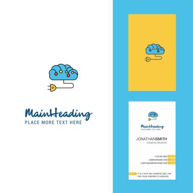 Beyin devre yaratıcı Logo ve kartvizit. dikey tasarlamak vektör