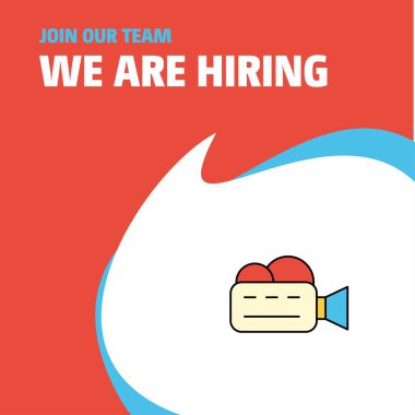 Bize katıl. Busienss şirket Camcoder Poster belirtme çizgisi tasarım işe vardır. Vektör arka plan