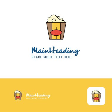 Yaratıcı Pop corn Logo tasarımı. Slogan için düz renk Logo yer. Vektör çizim
