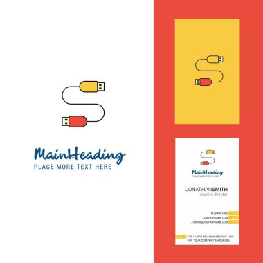 USB kablosu yaratıcı Logo ve kartvizit. dikey tasarlamak vektör