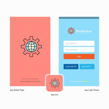 Internet ayarı ekranı ve giriş sayfası tasarımı Logo şablonu ile şirket. Mobil Online iş şablonu