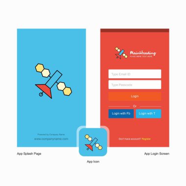 Şirket uydu ekranı ve oturum açma sayfası Tasarım Logo şablonu ile. Mobil Online iş şablonu