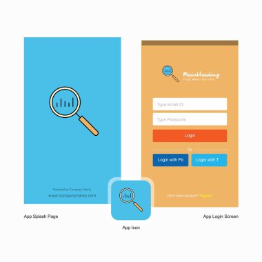 Şirket Arama ekranı ve oturum açma sayfası Tasarım Logo şablonu ile. Mobil Online iş şablonu