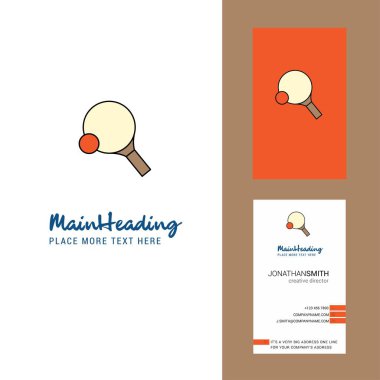 Masa Tenisi raketi yaratıcı Logo ve kartvizit. dikey tasarlamak vektör