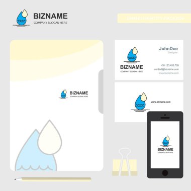 Su damlası iş Logo, dosya kapak kartvizit ve mobil App tasarım. Vektör çizim