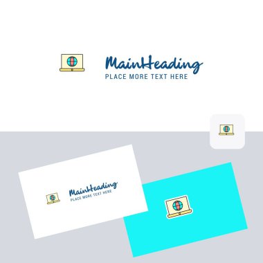 Laptop vektör logo kartvizit şablonu ile internette. Zarif kurumsal kimlik. -Vektör