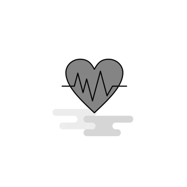 Corazón Ecg Web Icono Línea Plana Llena Vectores Grises Icono — Vector de stock