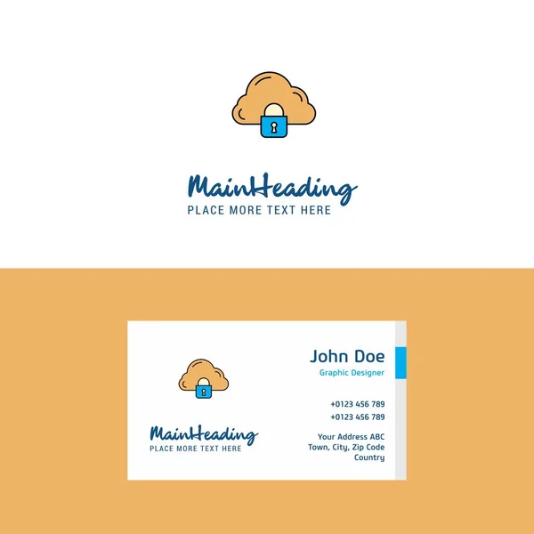 Flat Cloud Protected Logo Visiting Card Template Busienss Concept Logo — Stock Vector
