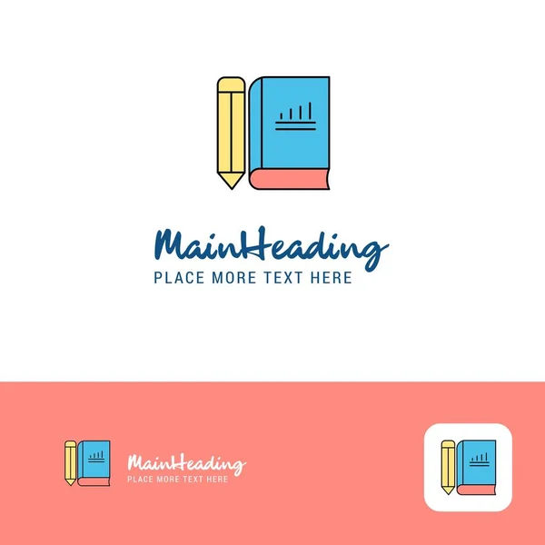 Libro Creativo Matita Logo Design Colore Piatto Logo Posto Tagline — Vettoriale Stock