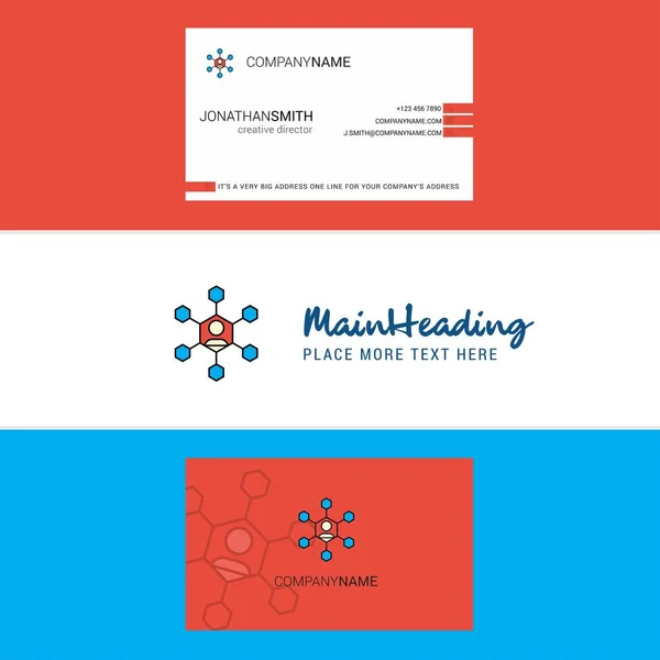 Όμορφο Λογότυπο Δικτύου Και Επαγγελματική Κάρτα Κατακόρυφη Σχεδίαση Διανυσματικών — Διανυσματικό Αρχείο