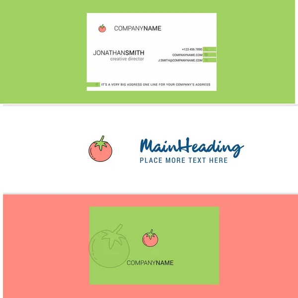 Beautiful Tomato Logo Business Card Vertical Design Vector — Stock Vector