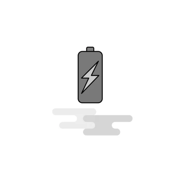 Battery Charging Web Icon Flat Line Filled Gray Icon Vector — Stock Vector