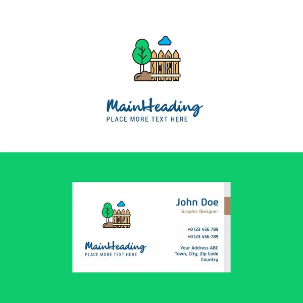 Logotipo Jardim Plano Modelo Cartão Visita Busienss Conceito Logo Design — Vetor de Stock