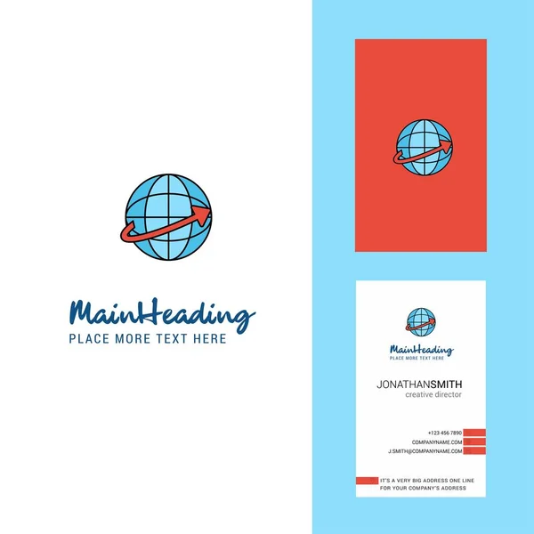 Globe Creative Logo Business Card Vertical Design Vector — Stock Vector